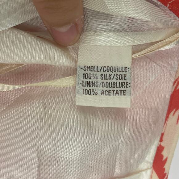 Armand Ventilo Floral Silk Midi Skirt orange red women's size 42 - Picture 9 of 12